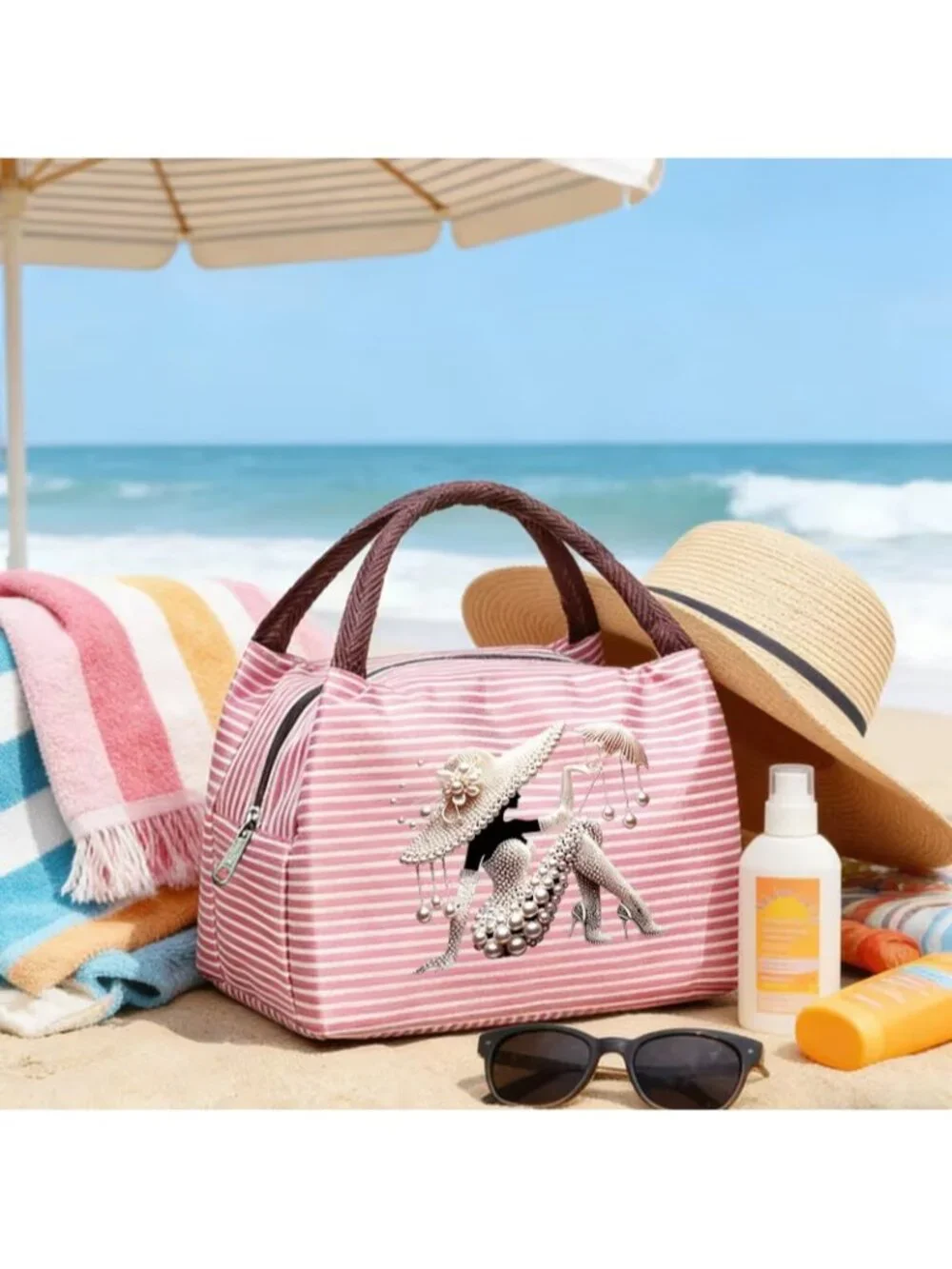 Women Handbag Vintage Faux Pearl Women Pattern Handbag Elegant Niche New in Bag